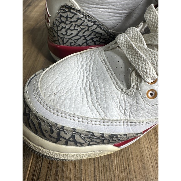 Size 6.5Y Nike Air Jordan 3 Retro GS Cardinal Red White Youth Shoes 398614-126 - Picture 11 of 13